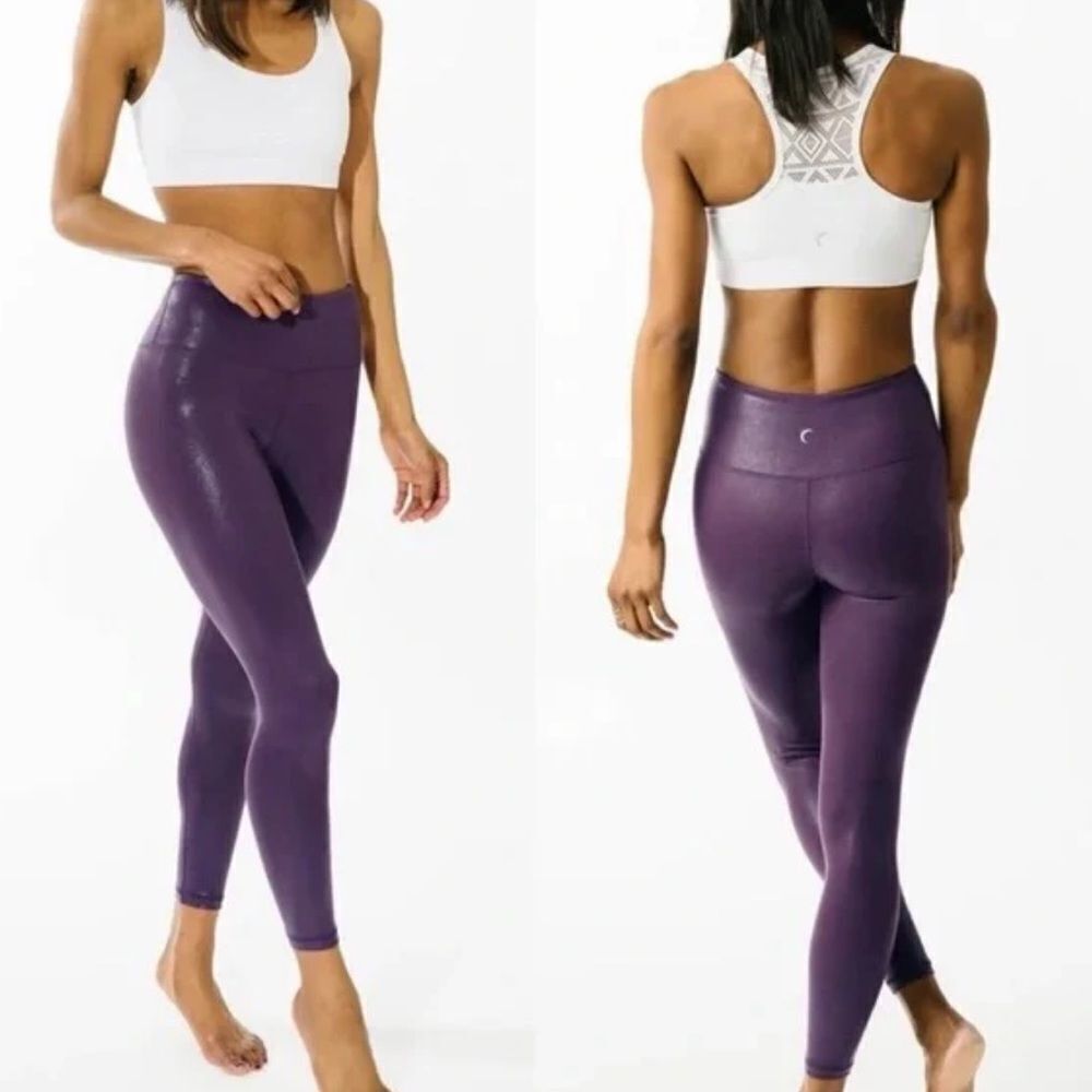 Zyia Plum Metallic Light N Tight Hi Rise 7/8 Leggings Women’s 12 Athletic